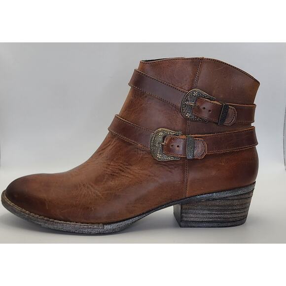 Sterling River Women’s Brown Leather Ankle Boots Buckle Zip Size 10M - Picture 9 of 10